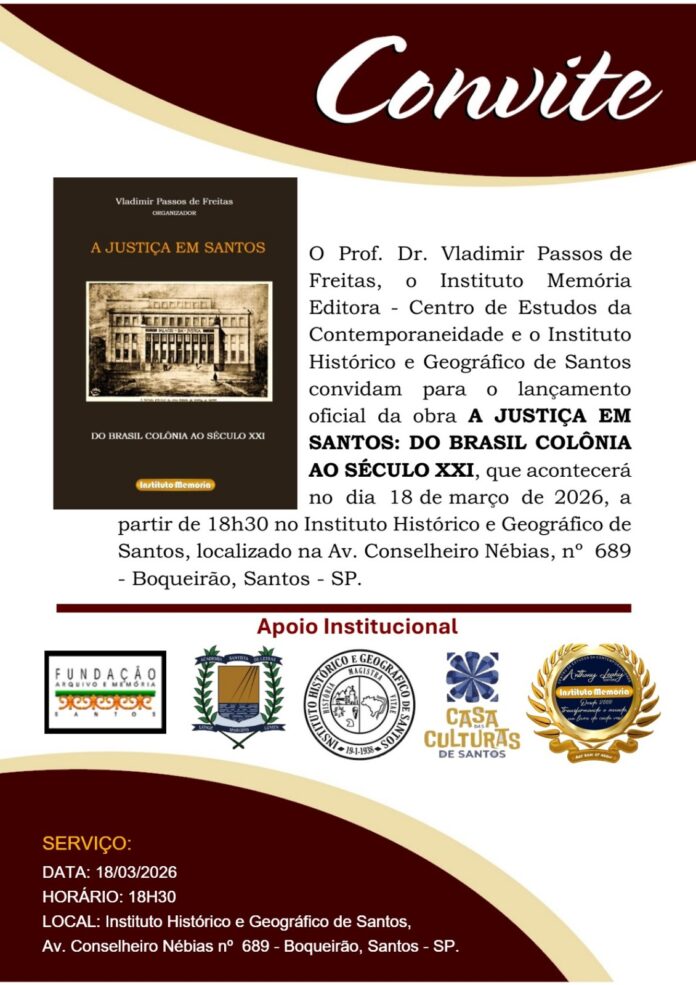 Colunista da ConJur lança livro sobre história da Justiça em Santos