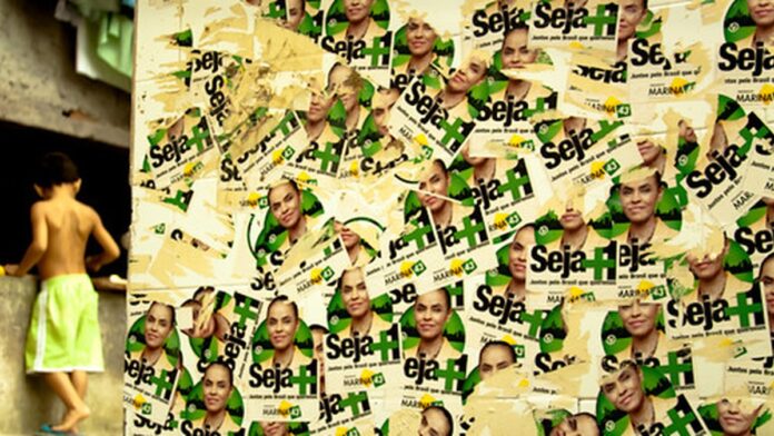 Uma ariranha nadando em águas escuras da Amazônia, com a cabeça fora da superfície.