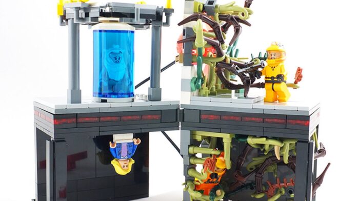 Cena sombria de suspense com silhuetas em um ambiente nebuloso e tons frios, evocando mistério e terror psicológico.