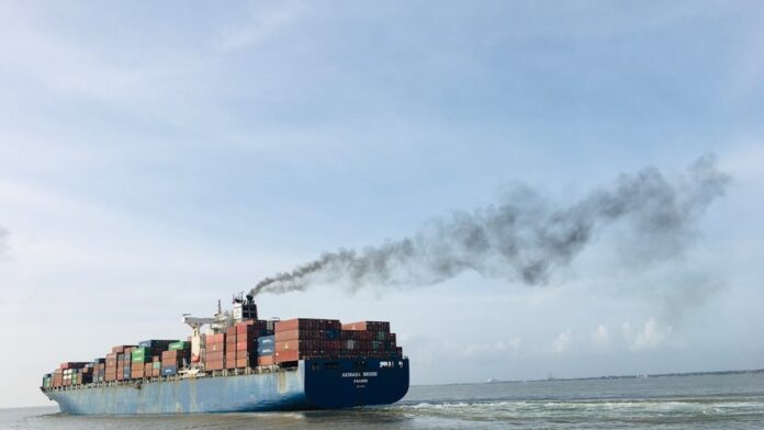 Container Ship is leaving the port of Colombo in June 2021