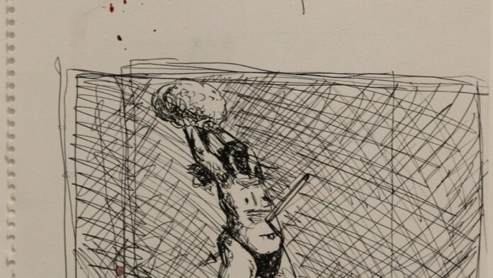 Representação gráfica de uma gota de sangue em tom vermelho vibrante sobre um fundo neutro e limpo.