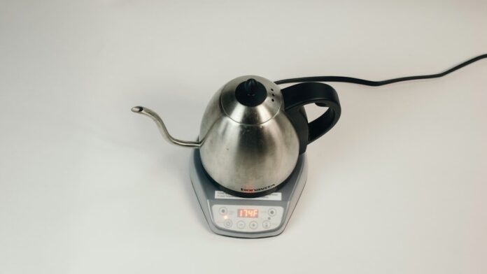 grey stainless steel electric kettle