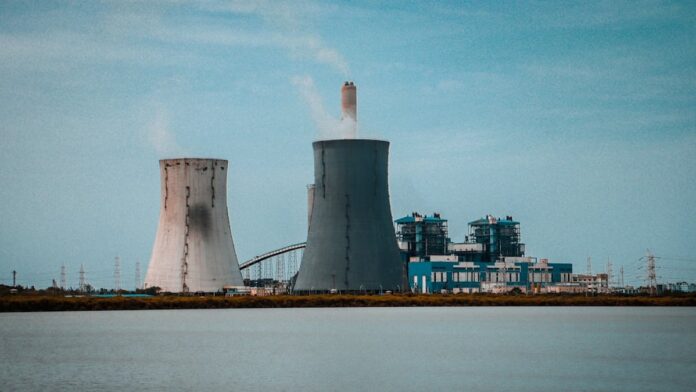 A nuclear power plant near a body of water