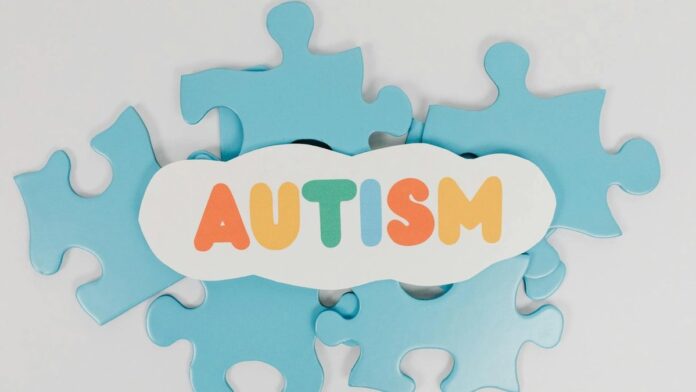 Colorful puzzle pieces with 'AUTISM' text symbolizing autism awareness.