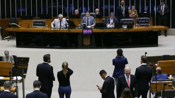 Brasília (DF) 06/02/2025 - Plenário da câmara dos deputados, durante sessão deliberativa virtual para a votação de propostas