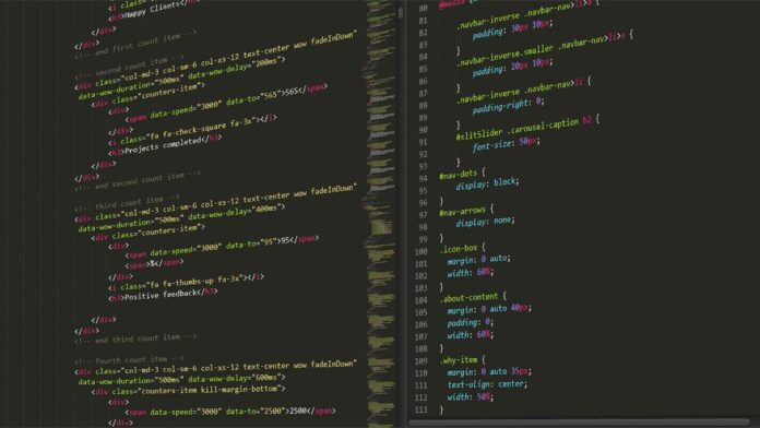 Close-up of highlighted HTML and CSS code on a dark screen, suitable for tech themes.
